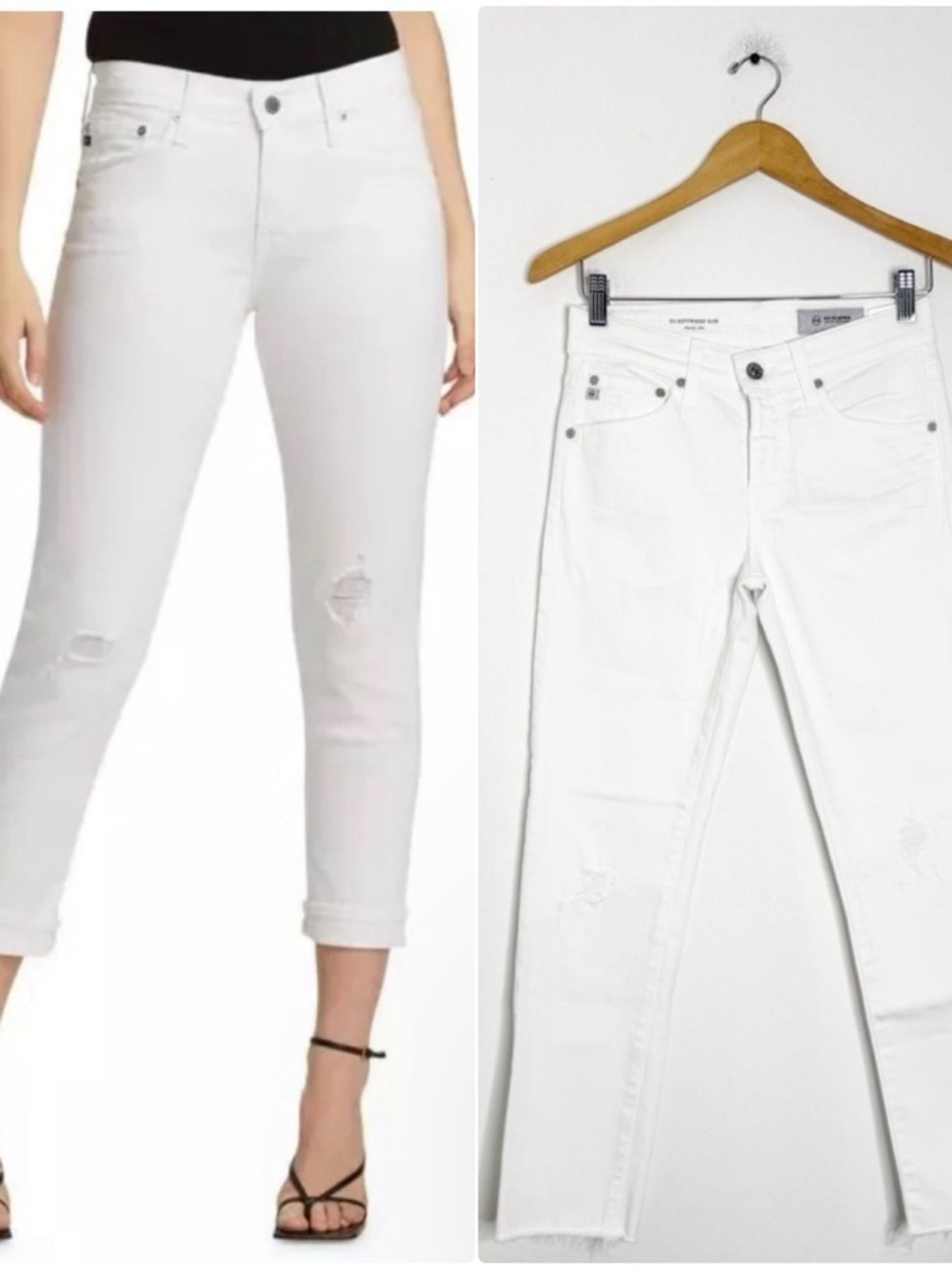 AG Adriano Goldschmied Ex-Boyfriend Slouchy Slim Jeans Relaxed White Size 24 0